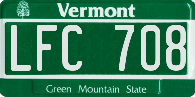 VT license plate LFC708