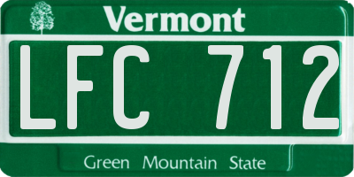 VT license plate LFC712