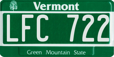 VT license plate LFC722