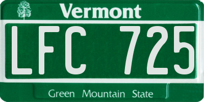 VT license plate LFC725