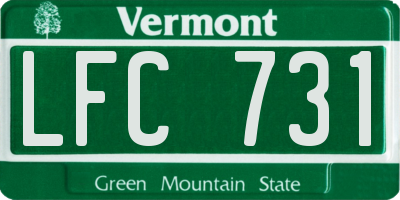 VT license plate LFC731