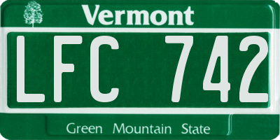 VT license plate LFC742