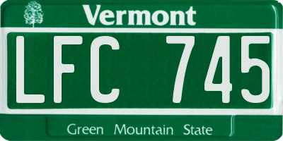 VT license plate LFC745