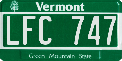 VT license plate LFC747