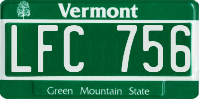 VT license plate LFC756