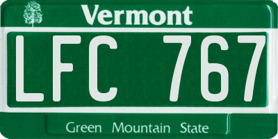VT license plate LFC767