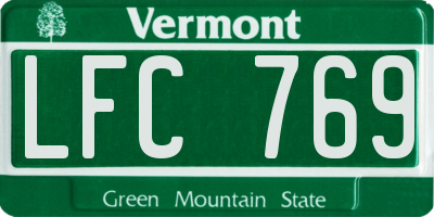 VT license plate LFC769