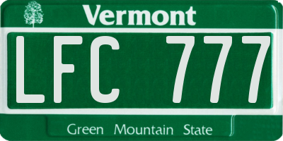 VT license plate LFC777