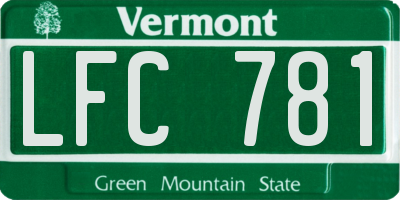 VT license plate LFC781