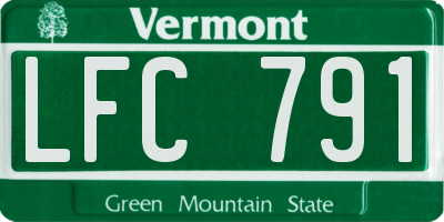 VT license plate LFC791