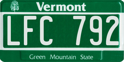 VT license plate LFC792