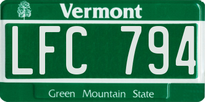 VT license plate LFC794