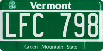 VT license plate LFC798