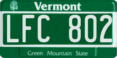 VT license plate LFC802