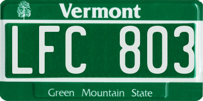 VT license plate LFC803