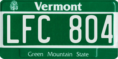 VT license plate LFC804