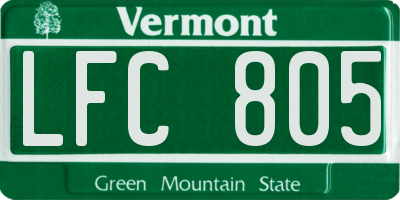 VT license plate LFC805