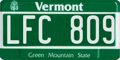 VT license plate LFC809