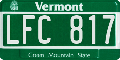 VT license plate LFC817