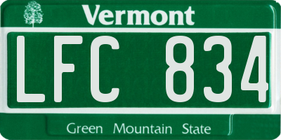 VT license plate LFC834
