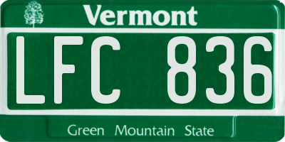 VT license plate LFC836