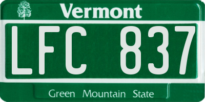 VT license plate LFC837