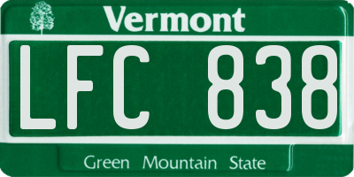 VT license plate LFC838