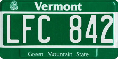 VT license plate LFC842