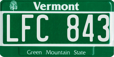VT license plate LFC843
