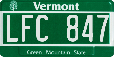 VT license plate LFC847