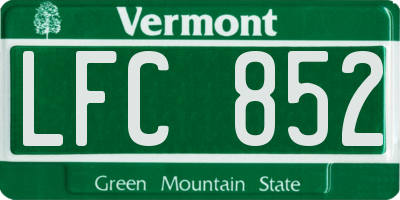 VT license plate LFC852