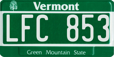 VT license plate LFC853