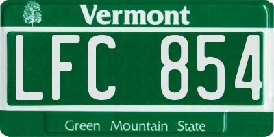 VT license plate LFC854