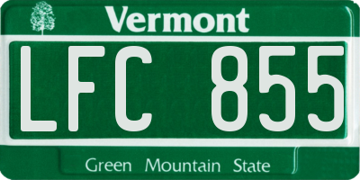 VT license plate LFC855