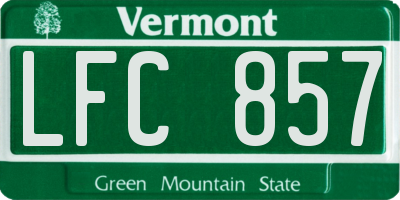 VT license plate LFC857