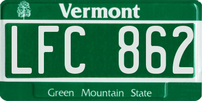 VT license plate LFC862