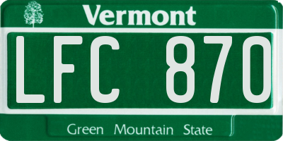 VT license plate LFC870