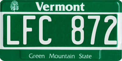 VT license plate LFC872
