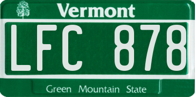 VT license plate LFC878