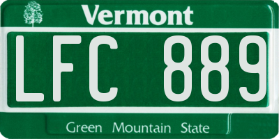 VT license plate LFC889