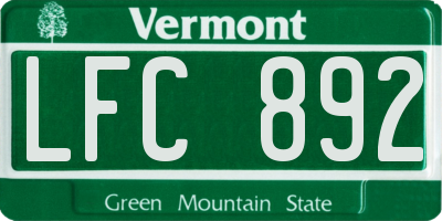 VT license plate LFC892
