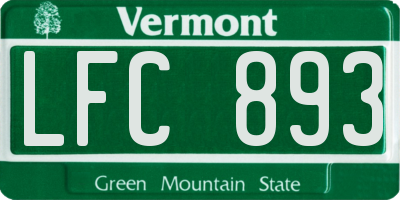 VT license plate LFC893