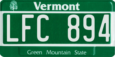 VT license plate LFC894