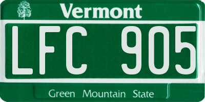 VT license plate LFC905