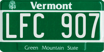 VT license plate LFC907