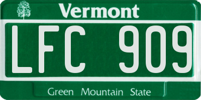 VT license plate LFC909
