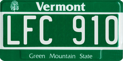 VT license plate LFC910