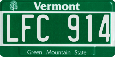 VT license plate LFC914