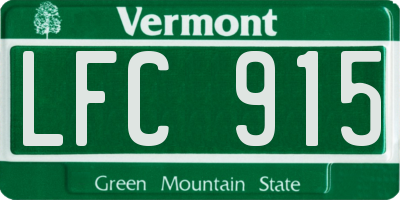 VT license plate LFC915