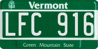 VT license plate LFC916